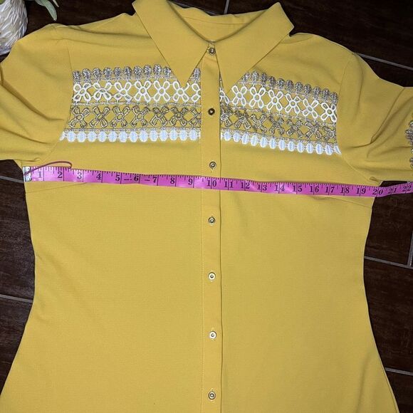 Park Macca mustard fitted Longsleeved blouse sz 46(12) - Picture 6 of 7